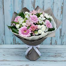 Букет цветов из:  Герберы, Альстромерии и Хризантемы в Таганьково