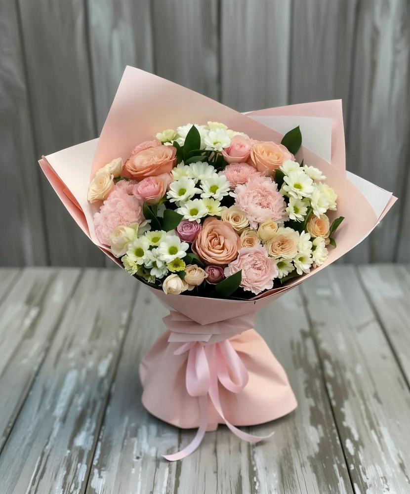 Букет цветов из: Гвоздики, Розы и Хризантемы в Таганьково