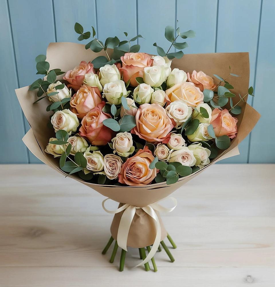 Букет цветов из: Альстромерии и Розы в Таганьково