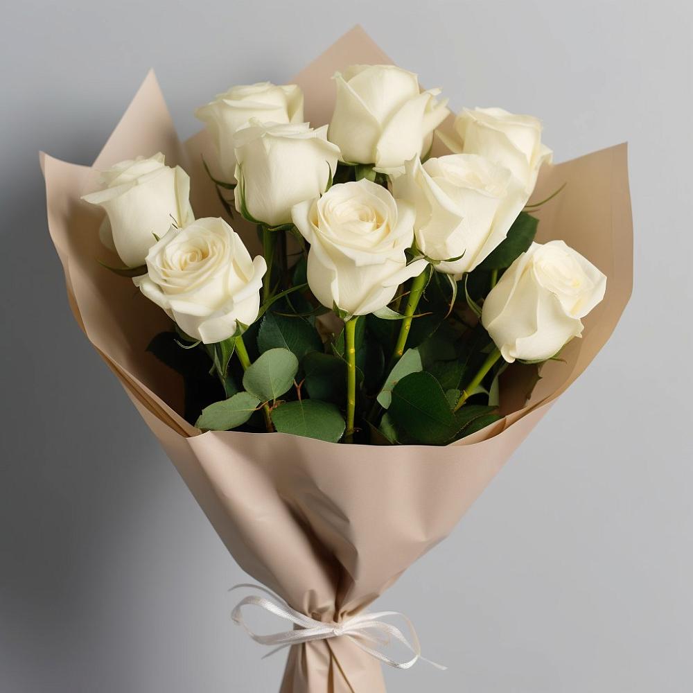 Букет 9 Белых роз Эдлесс Лав в Таганьково