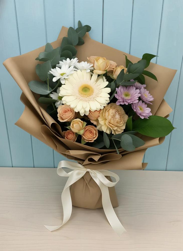 Букет цветов из: Герберы и Хризантемы в Таганьково