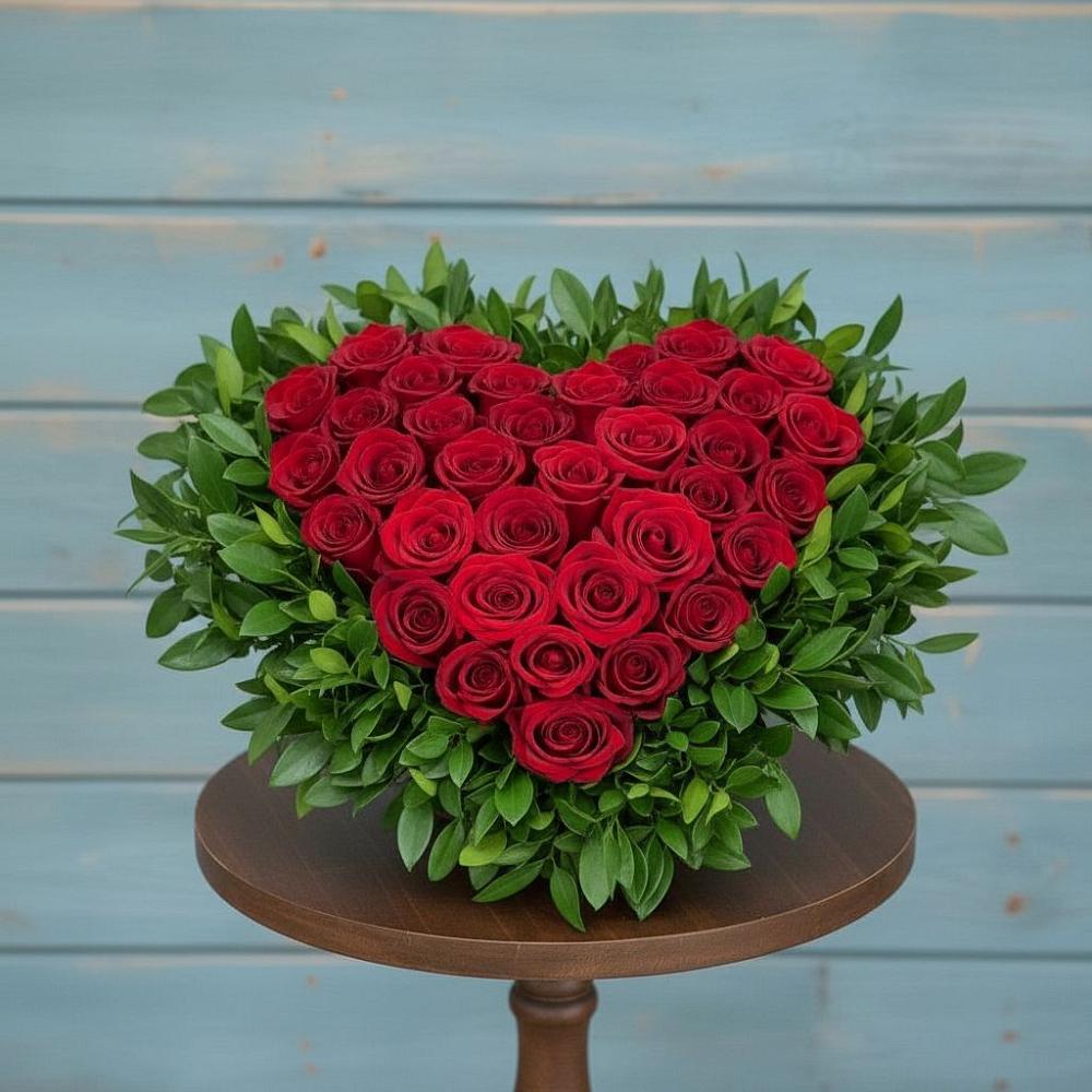 Цветочная композиция из Розы в виде сердца в Таганьково