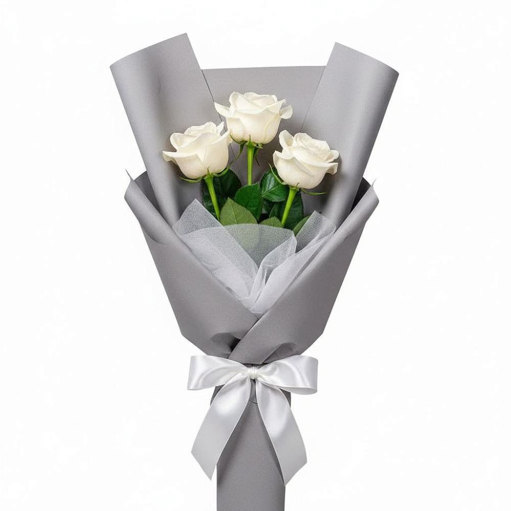 Букет 3 белые розы в Таганьково