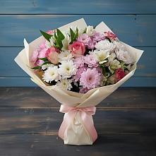 Букет цветов из:  Хризантемы, Альстромерии и Розы #REPLACE_PRED# Таганьково