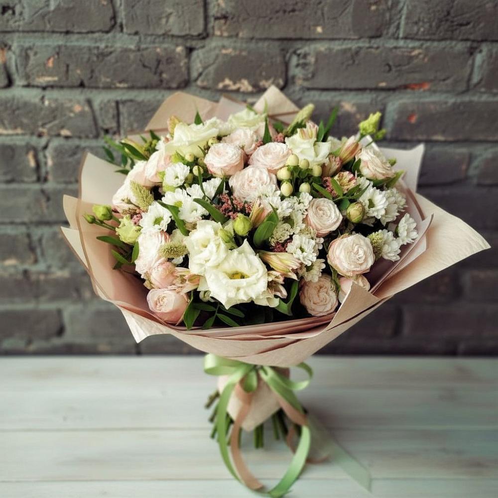Букет цветов из: Альстромерии, Розы и Хризантемы в Таганьково