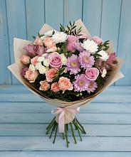 Букет цветов из:  Хризантемы, Розы и Альстромерии #REPLACE_PRED# Таганьково