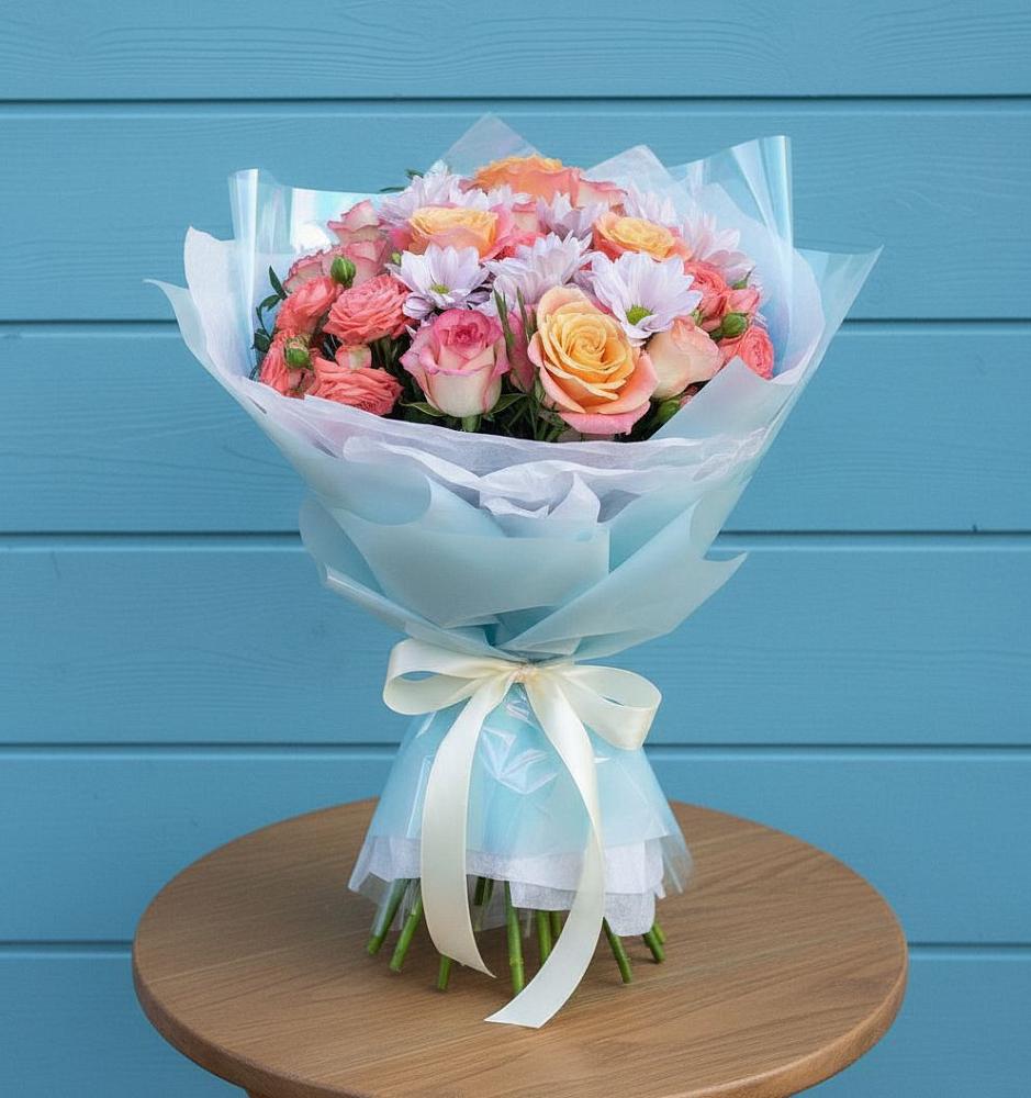 Букет цветов из: Хризантемы и Розы в Таганьково