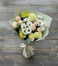 Букет цветов из:  Альстромерии, Розы и Хризантемы в Таганьково