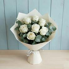 Букет Белые розы в Эвкалипте #REPLACE_PRED# Таганьково
